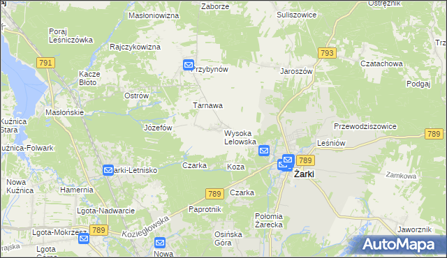 mapa Wysoka Lelowska, Wysoka Lelowska na mapie Targeo