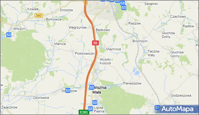 mapa Wysoki Kościół, Wysoki Kościół na mapie Targeo