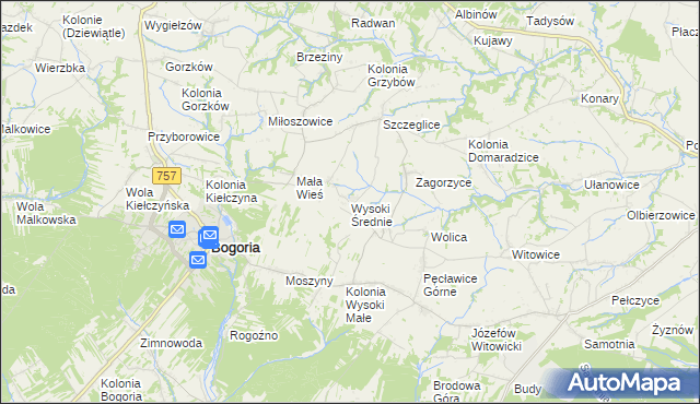 mapa Wysoki Średnie, Wysoki Średnie na mapie Targeo