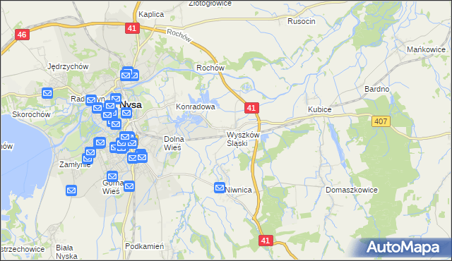 mapa Wyszków Śląski, Wyszków Śląski na mapie Targeo