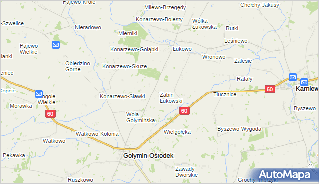 mapa Żabin Łukowski, Żabin Łukowski na mapie Targeo