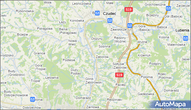 mapa Zaborów gmina Czudec, Zaborów gmina Czudec na mapie Targeo