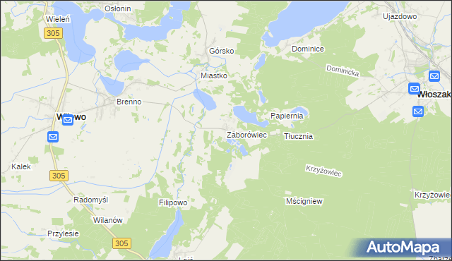 mapa Zaborówiec, Zaborówiec na mapie Targeo