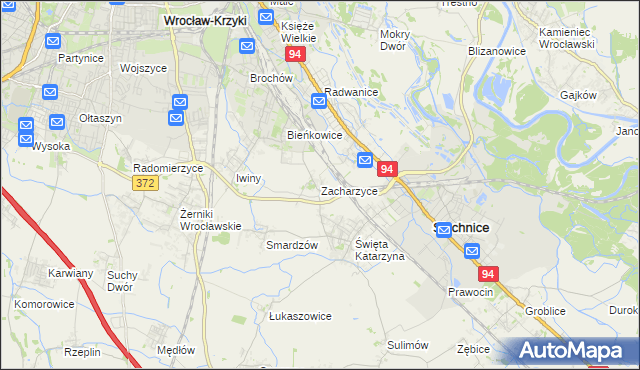 mapa Zacharzyce, Zacharzyce na mapie Targeo