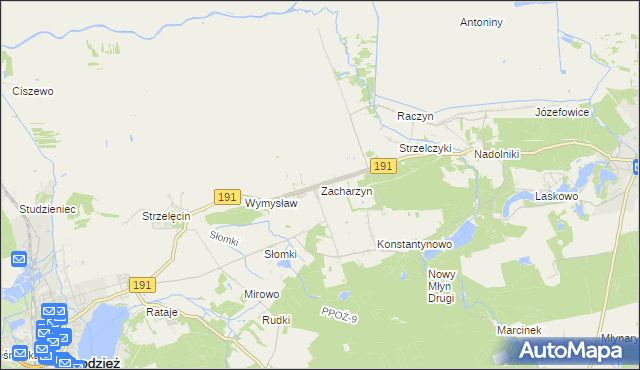 mapa Zacharzyn, Zacharzyn na mapie Targeo