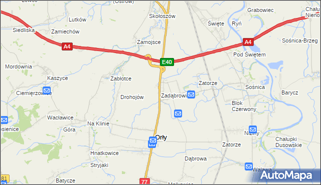 mapa Zadąbrowie gmina Orły, Zadąbrowie gmina Orły na mapie Targeo