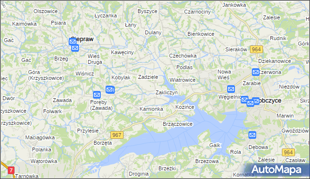 mapa Zakliczyn gmina Siepraw, Zakliczyn gmina Siepraw na mapie Targeo