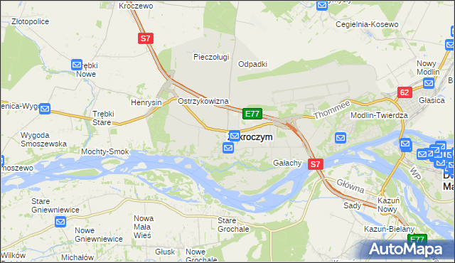 mapa Zakroczym, Zakroczym na mapie Targeo