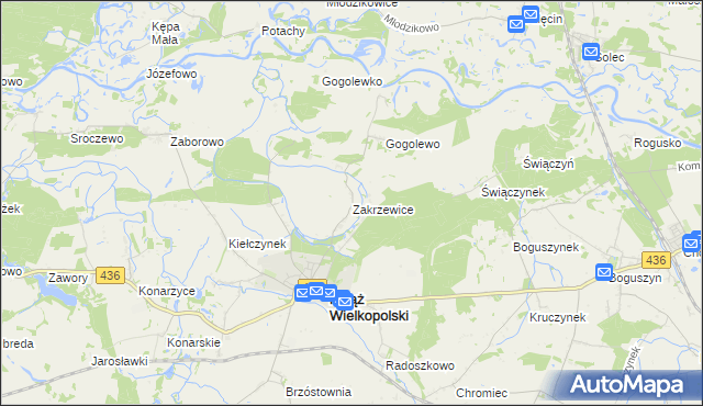 mapa Zakrzewice, Zakrzewice na mapie Targeo