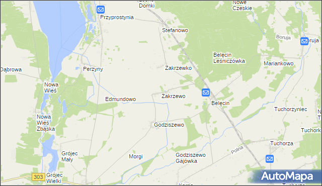 mapa Zakrzewo gmina Siedlec, Zakrzewo gmina Siedlec na mapie Targeo