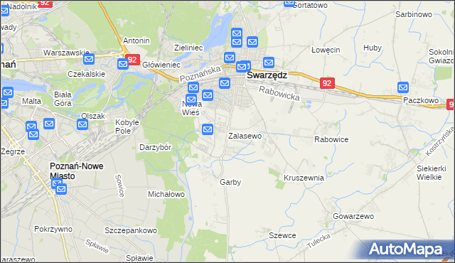 mapa Zalasewo, Zalasewo na mapie Targeo