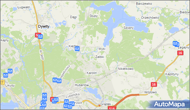 mapa Zalbki, Zalbki na mapie Targeo