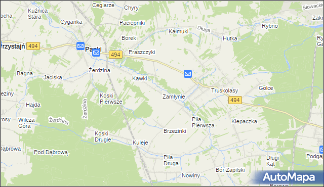 mapa Zamłynie gmina Wręczyca Wielka, Zamłynie gmina Wręczyca Wielka na mapie Targeo
