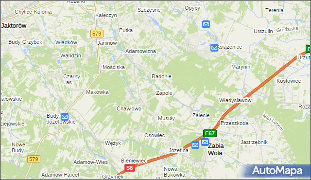 mapa Zapole gmina Grodzisk Mazowiecki, Zapole gmina Grodzisk Mazowiecki na mapie Targeo