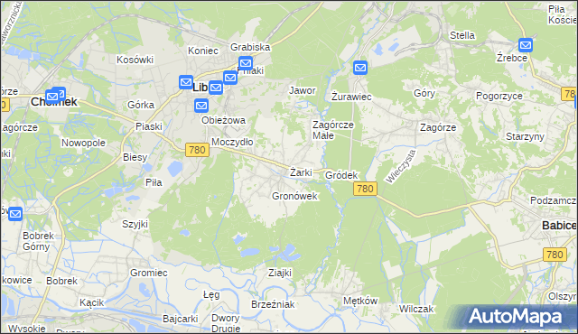 mapa Żarki gmina Libiąż, Żarki gmina Libiąż na mapie Targeo