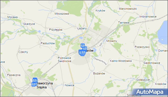 mapa Żarów powiat świdnicki, Żarów powiat świdnicki na mapie Targeo