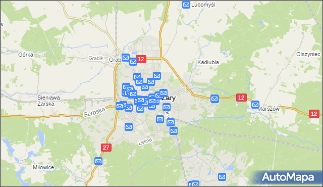 mapa Żary, Żary na mapie Targeo
