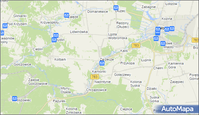 mapa Zarzecze gmina Wolbrom, Zarzecze gmina Wolbrom na mapie Targeo