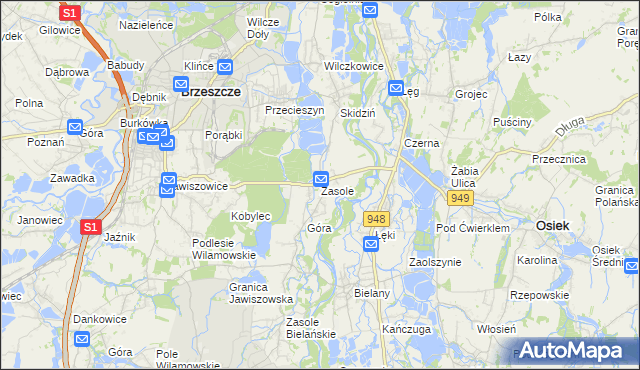 mapa Zasole, Zasole na mapie Targeo