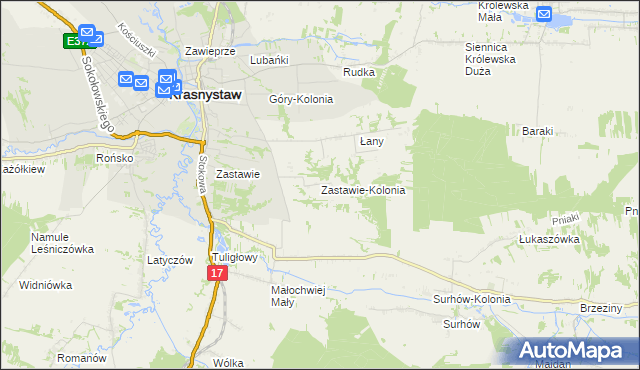 mapa Zastawie-Kolonia, Zastawie-Kolonia na mapie Targeo