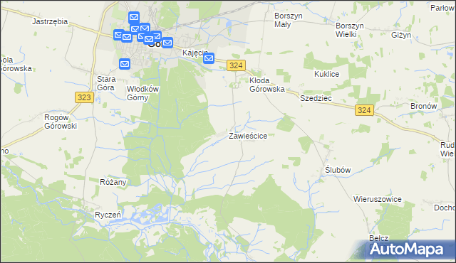 mapa Zawieścice, Zawieścice na mapie Targeo