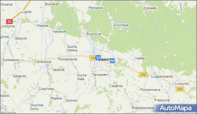 mapa Zawonia powiat trzebnicki, Zawonia powiat trzebnicki na mapie Targeo