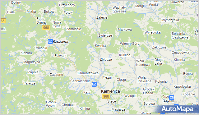mapa Zbludza, Zbludza na mapie Targeo