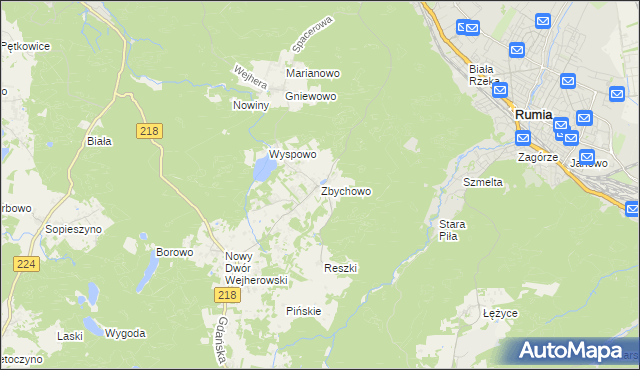 mapa Zbychowo, Zbychowo na mapie Targeo