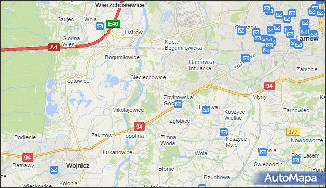 mapa Zbylitowska Góra, Zbylitowska Góra na mapie Targeo