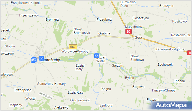 mapa Zdziar Wielki, Zdziar Wielki na mapie Targeo