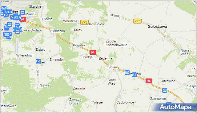 mapa Zederman, Zederman na mapie Targeo