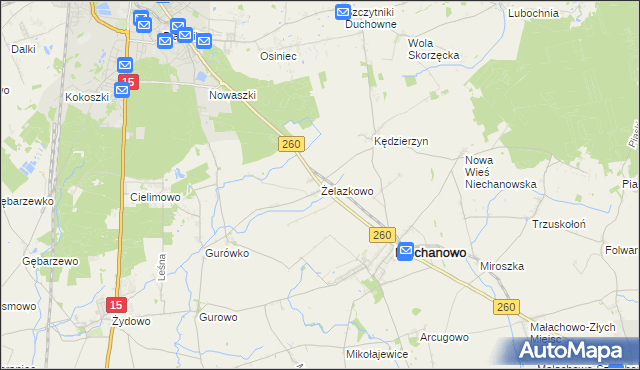 mapa Żelazkowo gmina Niechanowo, Żelazkowo gmina Niechanowo na mapie Targeo