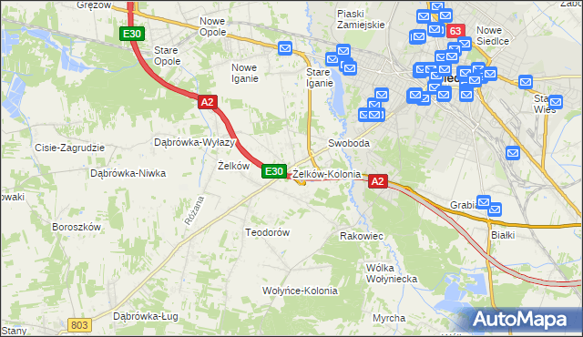 mapa Żelków-Kolonia, Żelków-Kolonia na mapie Targeo
