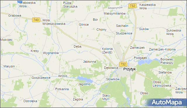 mapa Żerdź gmina Przytyk, Żerdź gmina Przytyk na mapie Targeo