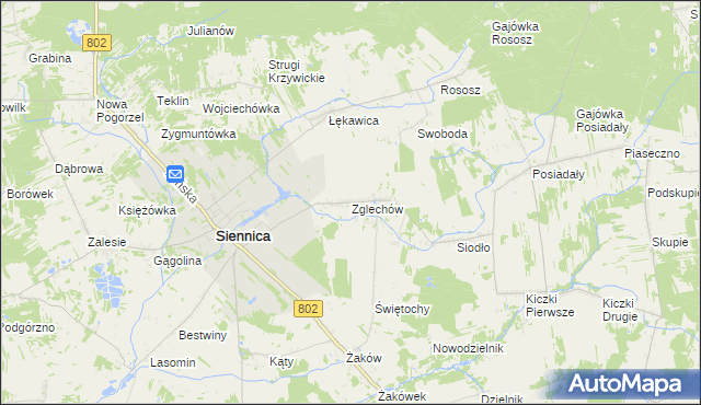 mapa Zglechów, Zglechów na mapie Targeo