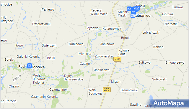mapa Zgłowiączka, Zgłowiączka na mapie Targeo