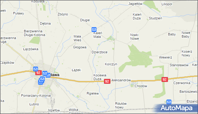 mapa Zieleniec gmina Chodów, Zieleniec gmina Chodów na mapie Targeo