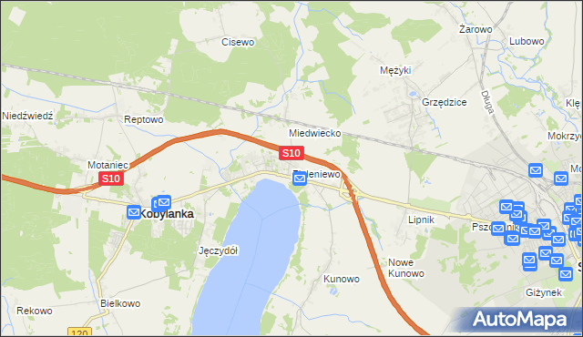 mapa Zieleniewo gmina Kobylanka, Zieleniewo gmina Kobylanka na mapie Targeo