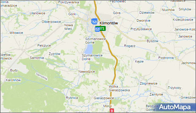 mapa Zielonka gmina Klimontów, Zielonka gmina Klimontów na mapie Targeo