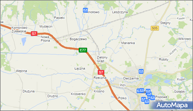 mapa Zielony Grąd, Zielony Grąd na mapie Targeo