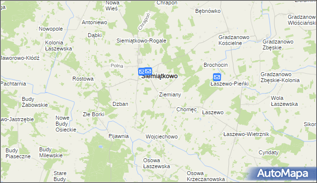 mapa Ziemiany gmina Siemiątkowo, Ziemiany gmina Siemiątkowo na mapie Targeo