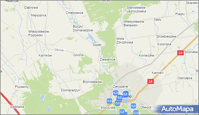 mapa Ziewanice, Ziewanice na mapie Targeo