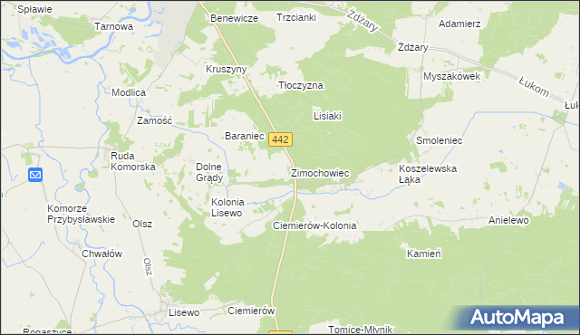 mapa Zimochowiec, Zimochowiec na mapie Targeo