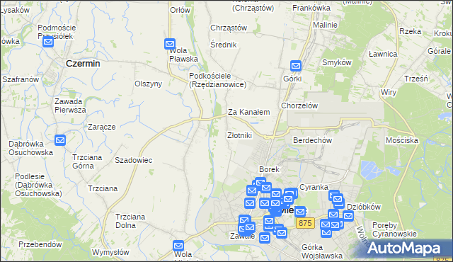 mapa Złotniki gmina Mielec, Złotniki gmina Mielec na mapie Targeo