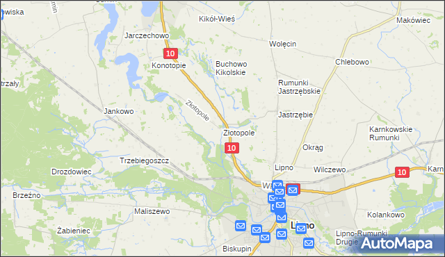 mapa Złotopole gmina Lipno, Złotopole gmina Lipno na mapie Targeo