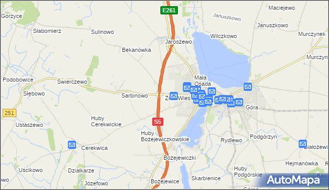 mapa Żnin-Wieś, Żnin-Wieś na mapie Targeo