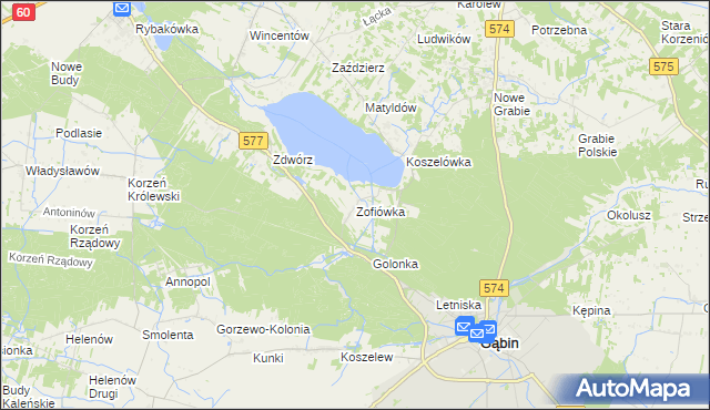 mapa Zofiówka gmina Łąck, Zofiówka gmina Łąck na mapie Targeo