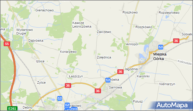 mapa Żołędnica, Żołędnica na mapie Targeo