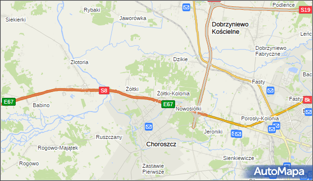 mapa Żółtki-Kolonia, Żółtki-Kolonia na mapie Targeo