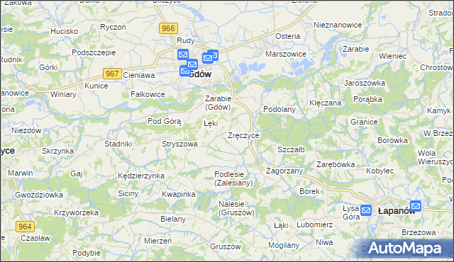mapa Zręczyce, Zręczyce na mapie Targeo